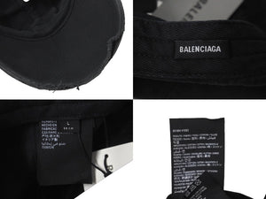 未使用 BALENCIAGA バレンシアガ POLITICAL DESTROYED キャップ 661884 410B2 コットン ブラック 中古 62937