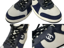 Load image into Gallery viewer, CHANEL シャネル ファブリック レザー ハイカットスニーカー サイズ41 G38804 Y55747 K3966 ホワイト ネイビー 良品 中古 62953