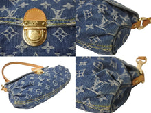 Load image into Gallery viewer, LOUIS VUITTON ルイヴィトン ハンドバッグ モノグラムデニム ミニプリーティ ブルー ゴールド金具 M95050 美品 中古 62957