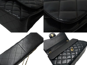 極美品 CHANEL シャネル チェーンショルダーバッグ マトラッセ30 Wフラップ A58600 ブラック 18番台 中古 62961