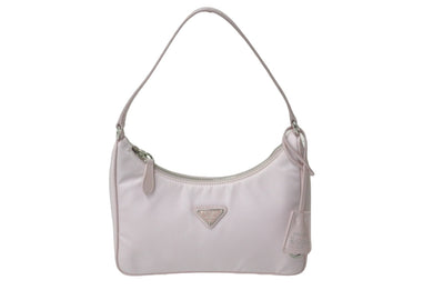 PRADA プラダ リ版 2005 ハンドバッグ 未使用 1NE204 ナイロン レザー ピンク シルバー金具 中古 62962 