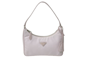 PRADA プラダ リ版 2005 ハンドバッグ 未使用 1NE204 ナイロン レザー ピンク シルバー金具 中古 62962 