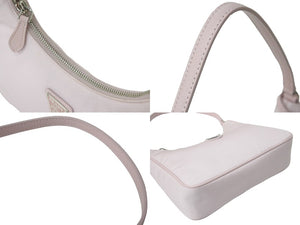 PRADA プラダ リ版 2005 ハンドバッグ 未使用 1NE204 ナイロン レザー ピンク シルバー金具 中古 62962 