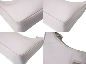 PRADA プラダ リ版 2005 ハンドバッグ 未使用 1NE204 ナイロン レザー ピンク シルバー金具 中古 62962 