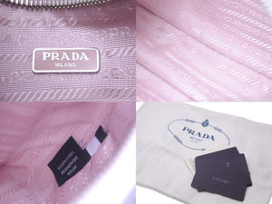 PRADA プラダ リ版 2005 ハンドバッグ 未使用 1NE204 ナイロン レザー ピンク シルバー金具 中古 62962 