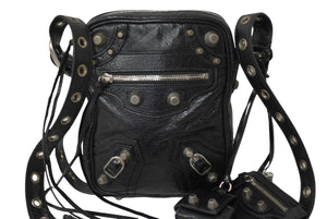 極美品 BALENCIAGA バレンシアガ ル カゴール ショルダーバッグ ブラック 7190652 シルバー金具 現行 中古 62963