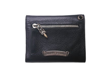 Load image into Gallery viewer, CHROME HEARTS クロムハーツ ウェーブミニウォレット ダガージップ クロスボールボタン ブラック シルバー925 美品 中古 62965