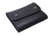 Load image into Gallery viewer, CHROME HEARTS クロムハーツ ウェーブミニウォレット ダガージップ クロスボールボタン ブラック シルバー925 美品 中古 62965