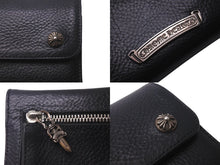 Load image into Gallery viewer, CHROME HEARTS クロムハーツ ウェーブミニウォレット ダガージップ クロスボールボタン ブラック シルバー925 美品 中古 62965