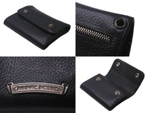Load image into Gallery viewer, CHROME HEARTS クロムハーツ ウェーブミニウォレット ダガージップ クロスボールボタン ブラック シルバー925 美品 中古 62965