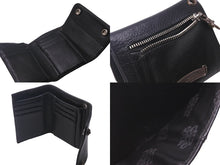 Load image into Gallery viewer, CHROME HEARTS クロムハーツ ウェーブミニウォレット ダガージップ クロスボールボタン ブラック シルバー925 美品 中古 62965
