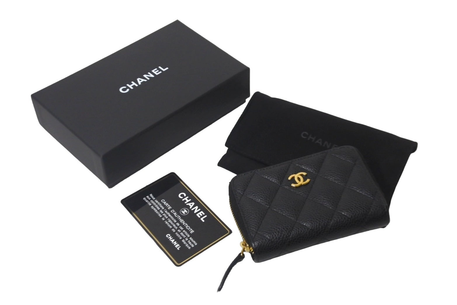 極美品【CHANEL】シャネル コインケース ブラック キャビアスキン 箱