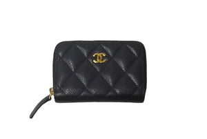 極美品 CHANEL シャネル マトラッセ コインケース 29番台 AP0216 キャビアスキン ブラック ゴールド金具 中古 62967
