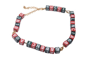 極美品 GUCCI グッチ バレンシアガ コラボ シンボル ネックレス 677088I12R2 レッド グリーン ゴールド金具 中古 62972