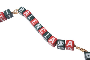 極美品 GUCCI グッチ バレンシアガ コラボ シンボル ネックレス 677088I12R2 レッド グリーン ゴールド金具 中古 62972