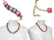 Load image into Gallery viewer, 極美品 GUCCI グッチ バレンシアガ コラボ シンボル ネックレス 677088I12R2 レッド グリーン ゴールド金具 中古 62972
