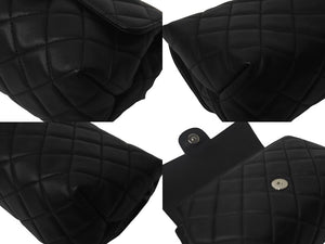 極美品 CHANEL シャネル ポーチ マトラッセ 17番台 化粧ポーチ ラムスキン ブラック シルバー金具 中古 62973