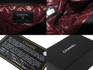 極美品 CHANEL シャネル ポーチ マトラッセ 17番台 化粧ポーチ ラムスキン ブラック シルバー金具 中古 62973
