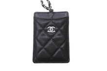 Load image into Gallery viewer, 新品未使用品 CHANEL シャネル キャビアスキン カードケース チェーン付き ココマーク ブラック シルバー金具 黒 30番台 中古 62976