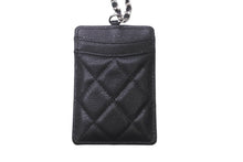 Load image into Gallery viewer, 新品未使用品 CHANEL シャネル キャビアスキン カードケース チェーン付き ココマーク ブラック シルバー金具 黒 30番台 中古 62976
