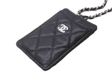 Load image into Gallery viewer, 新品未使用品 CHANEL シャネル キャビアスキン カードケース チェーン付き ココマーク ブラック シルバー金具 黒 30番台 中古 62976