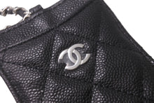 Load image into Gallery viewer, 新品未使用品 CHANEL シャネル キャビアスキン カードケース チェーン付き ココマーク ブラック シルバー金具 黒 30番台 中古 62976