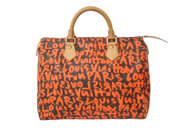 極美品 LOUIS VUITTON ルイヴィトン M93705 スピーディ30 オランジュ モノグラム グラフィティ オレンジ ゴールド金具 中古 62977