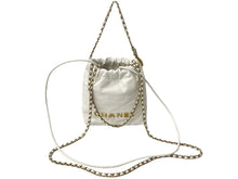 Load image into Gallery viewer, 極美品 CHANEL シャネル チェーンショルダーバッグ シャネル22 ミニ AS3980 プレート カーフスキン ホワイト 中古 62980