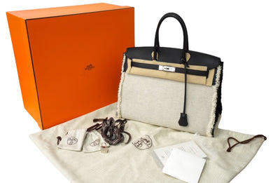 極美品 激レア HERMES エルメス ハンドバッグ バーキン 35 フレイフレイ Z刻 シルバー金具 ブラック ホワイト スイフト×ツイルアッシュ 中古 62981