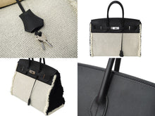 Load image into Gallery viewer, 極美品 激レア HERMES エルメス ハンドバッグ バーキン 35 フレイフレイ Z刻 シルバー金具 ブラック ホワイト スイフト×ツイルアッシュ 中古 62981