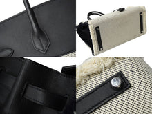 Load image into Gallery viewer, 極美品 激レア HERMES エルメス ハンドバッグ バーキン 35 フレイフレイ Z刻 シルバー金具 ブラック ホワイト スイフト×ツイルアッシュ 中古 62981