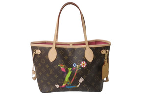 極美品 LOUIS VUITTON ルイ ヴィトン 村上隆 モノグラム ネヴァーフル PM ハンドバッグ M95559 ブラウン マルチカラー 中古 62986