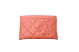 極美品 CHANEL シャネル カードケース ココマーク ロゴ 20番台 キャビアスキン オレンジ 中古 63002