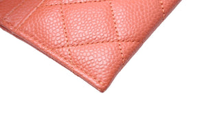 極美品 CHANEL シャネル カードケース ココマーク ロゴ 20番台 キャビアスキン オレンジ 中古 63002