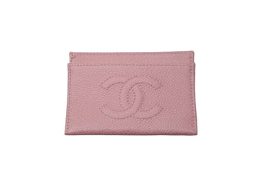 CHANEL シャネル カードケース ココマーク ロゴ 無地 ７番台 キャビアスキン ピンク 美品 中古 63006