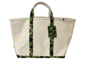 未使用品 SAINT MICHAEL BAPE ベイプ トートバッグ L SM-YS8-0000-C34 24SS ベージュ グリーン コットン 中古 63010 