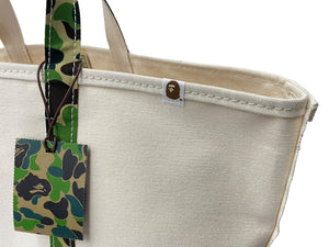 未使用品 SAINT MICHAEL BAPE ベイプ トートバッグ L SM-YS8-0000-C34 24SS ベージュ グリーン コットン 中古 63010 