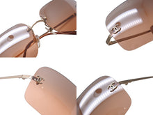 Load image into Gallery viewer, 極美品 CHANEL シャネル ココマーク サングラス リムレス ブラウン ゴールド アイウェア ロゴ 小物 62☐17 4017 中古 63016