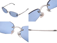 Load image into Gallery viewer, CHANEL シャネル サングラス リムレス ココマーク 54▫︎19 130 4002 c.103/72 ブルー シルバー金具 美品 中古 63017