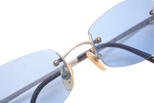 CHANEL シャネル サングラス リムレス ココマーク 54▫︎19 130 4002 c.103/72 ブルー シルバー金具 美品 中古 63019