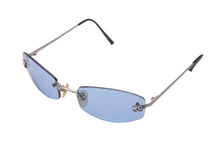 Load image into Gallery viewer, CHANEL シャネル サングラス リムレス ココマーク 54▫︎19 130 4002 c.103/72 ブルー シルバー金具 美品 中古 63019
