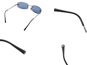 CHANEL シャネル サングラス リムレス ココマーク 54▫︎19 130 4002 c.103/72 ブルー シルバー金具 美品 中古 63019