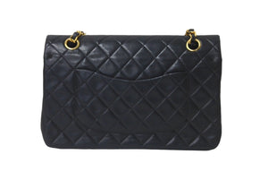 CHANEL シャネル チェーンショルダーバッグ Wフラップ マトラッセ25 ラムスキン 2番台 ブラック ゴールド金具 美品 中古 63027