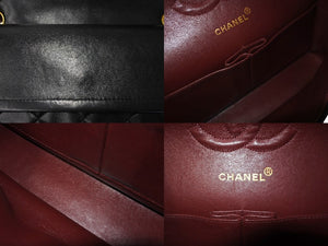 CHANEL シャネル チェーンショルダーバッグ Wフラップ マトラッセ25 ラムスキン 2番台 ブラック ゴールド金具 美品 中古 63027