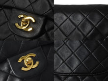 Load image into Gallery viewer, CHANEL シャネル Wフラップ マトラッセ チェーン ショルダーバッグ 23cm 2番台 ラムスキン ブラック ゴールド金具 美品 中古 63028