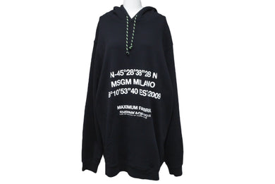 MSGM エムエスジーエム パーカー ブラック ホワイト サイズ L 3140MM182J コットン 美品 中古 63049