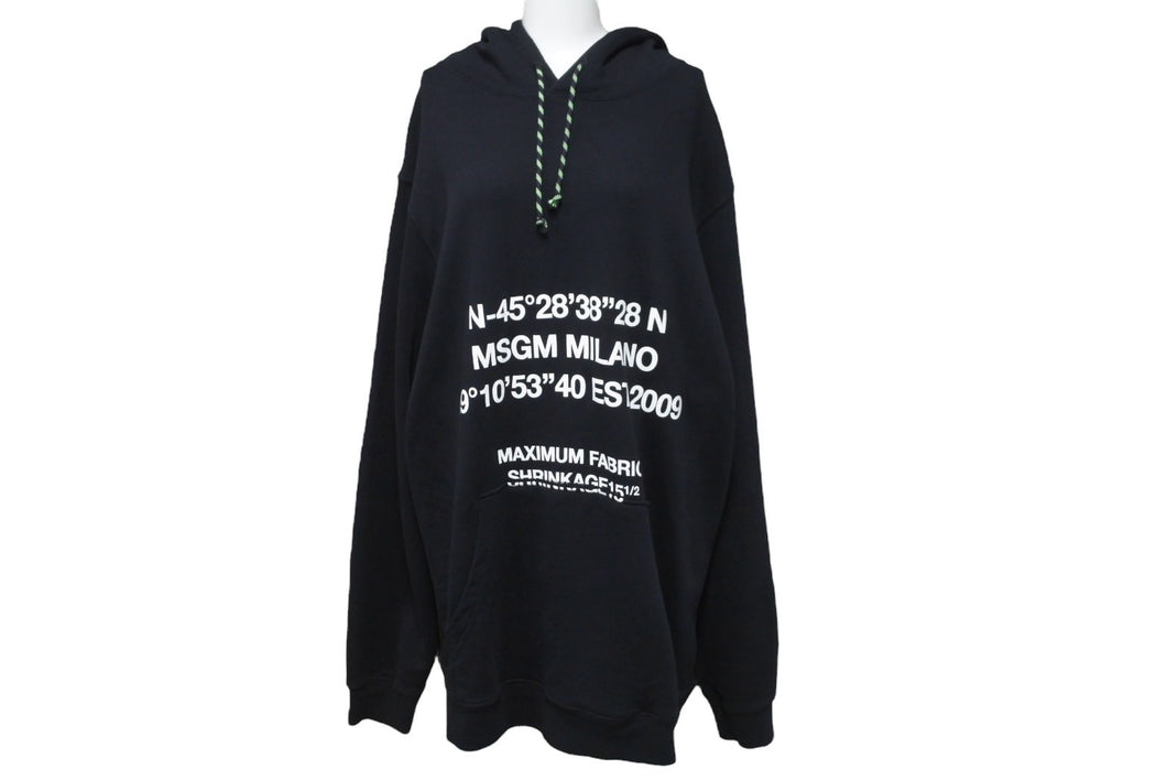 MSGM エムエスジーエム パーカー ブラック ホワイト サイズ L 3140MM182J コットン 美品 中古 63049