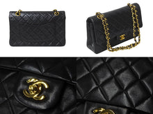 Load image into Gallery viewer, 極美品 CHANEL シャネル チェーンショルダーバッグ Wフラップ マトラッセ25 ラムスキン 1番台 ブラック ゴールド金具 中古 63106