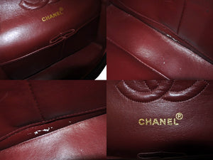 極美品 CHANEL シャネル チェーンショルダーバッグ Wフラップ マトラッセ25 ラムスキン 1番台 ブラック ゴールド金具 中古 63106