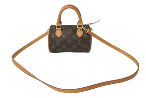 極美品 LOUIS VUITTON ルイヴィトン ミニ・スピーディ スト付き ハンドバッグ M41534 モノグラム ブラウン ゴールド金具 中古 63117